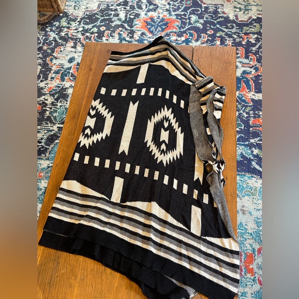 Aztec tribal print poncho sweater